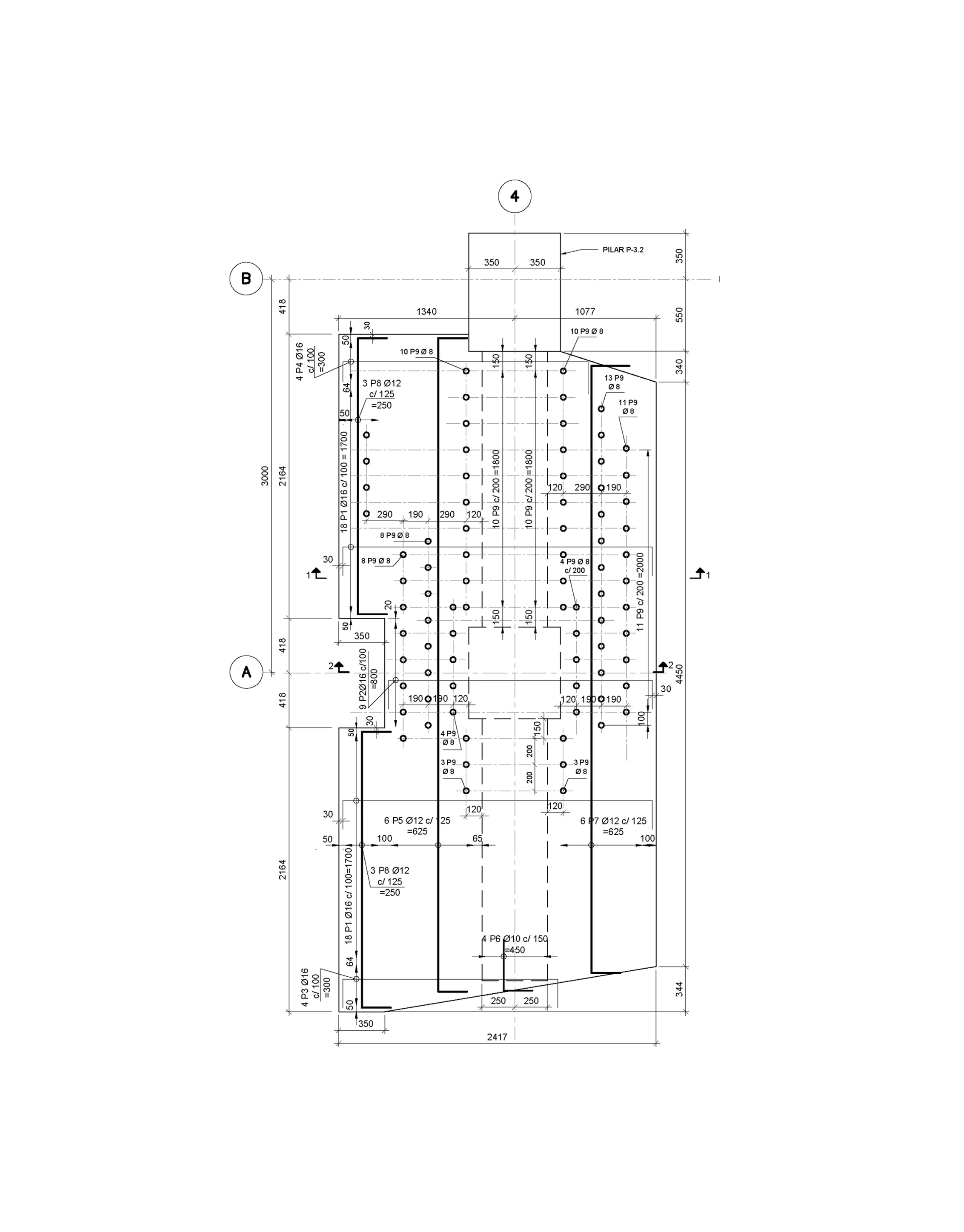 Plano estructural de armado y refuerzo de hormigón coordinado con la memoria de cálculo del proyecto.